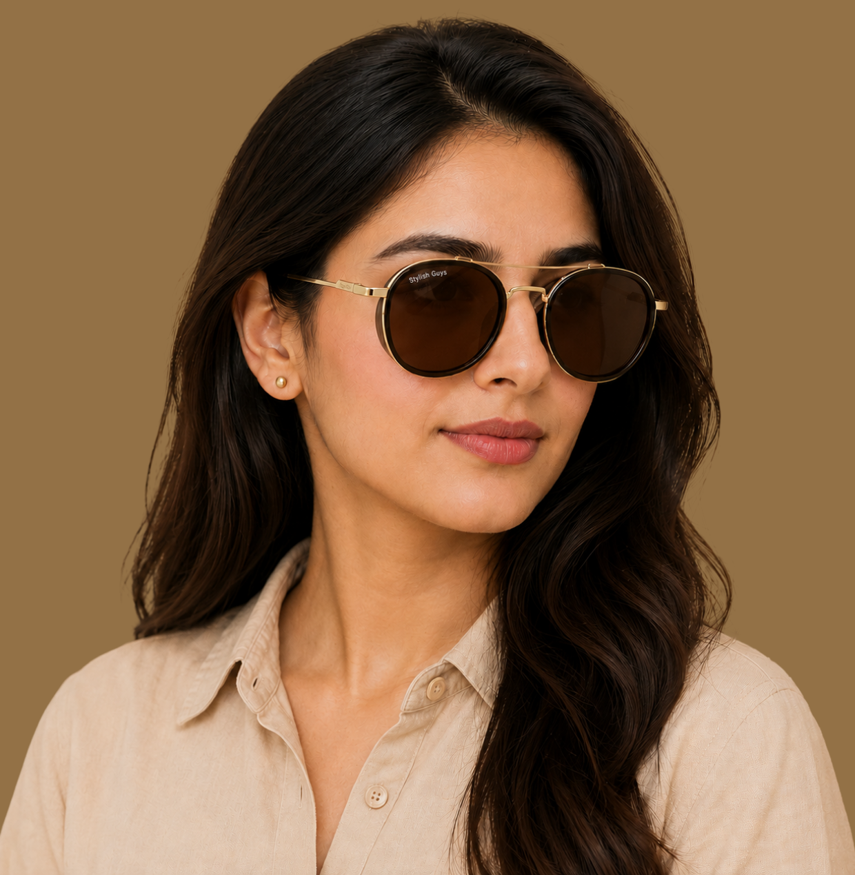 Sunglasses For Men With Brown Glass & Golden Frame 4612 Panto Round Sunglass By Sunglasses Deal