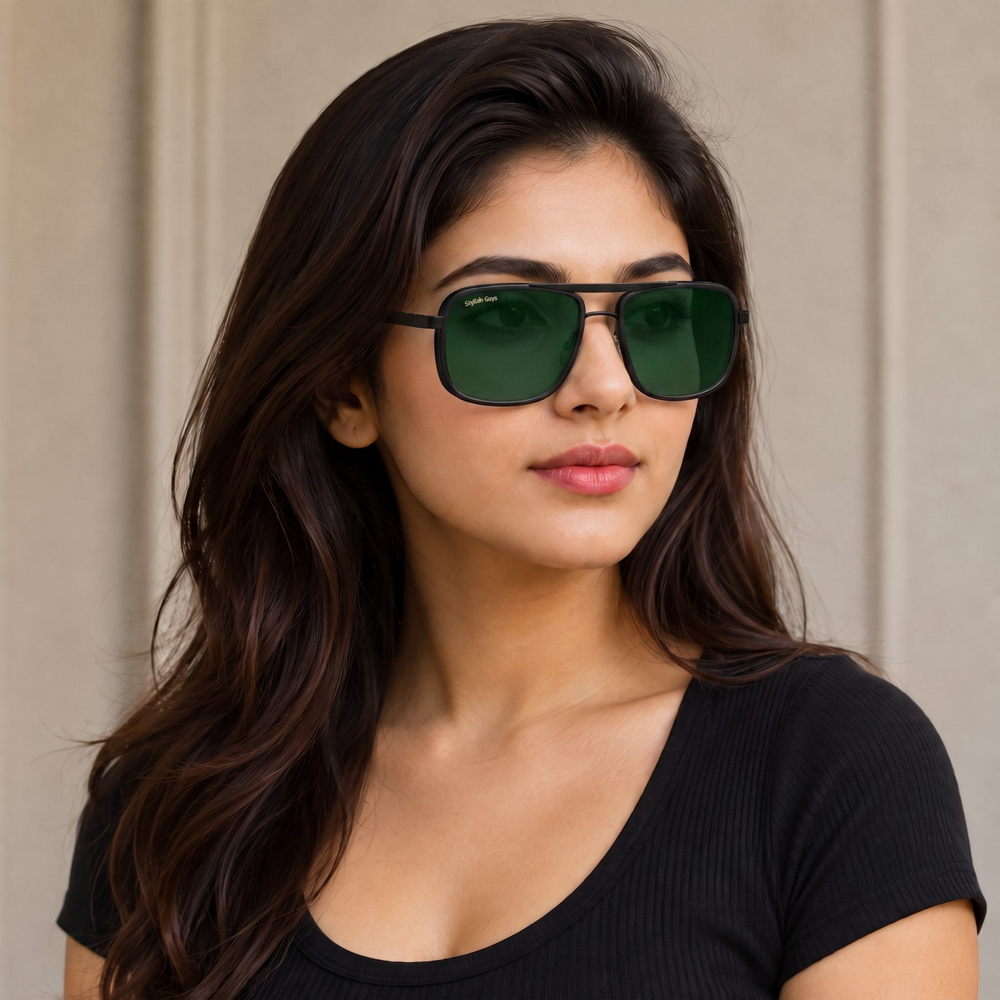 Sunglasses For Men With Green Glass & Black Frame 4413 Square Sunglass By Sunglasses Deal