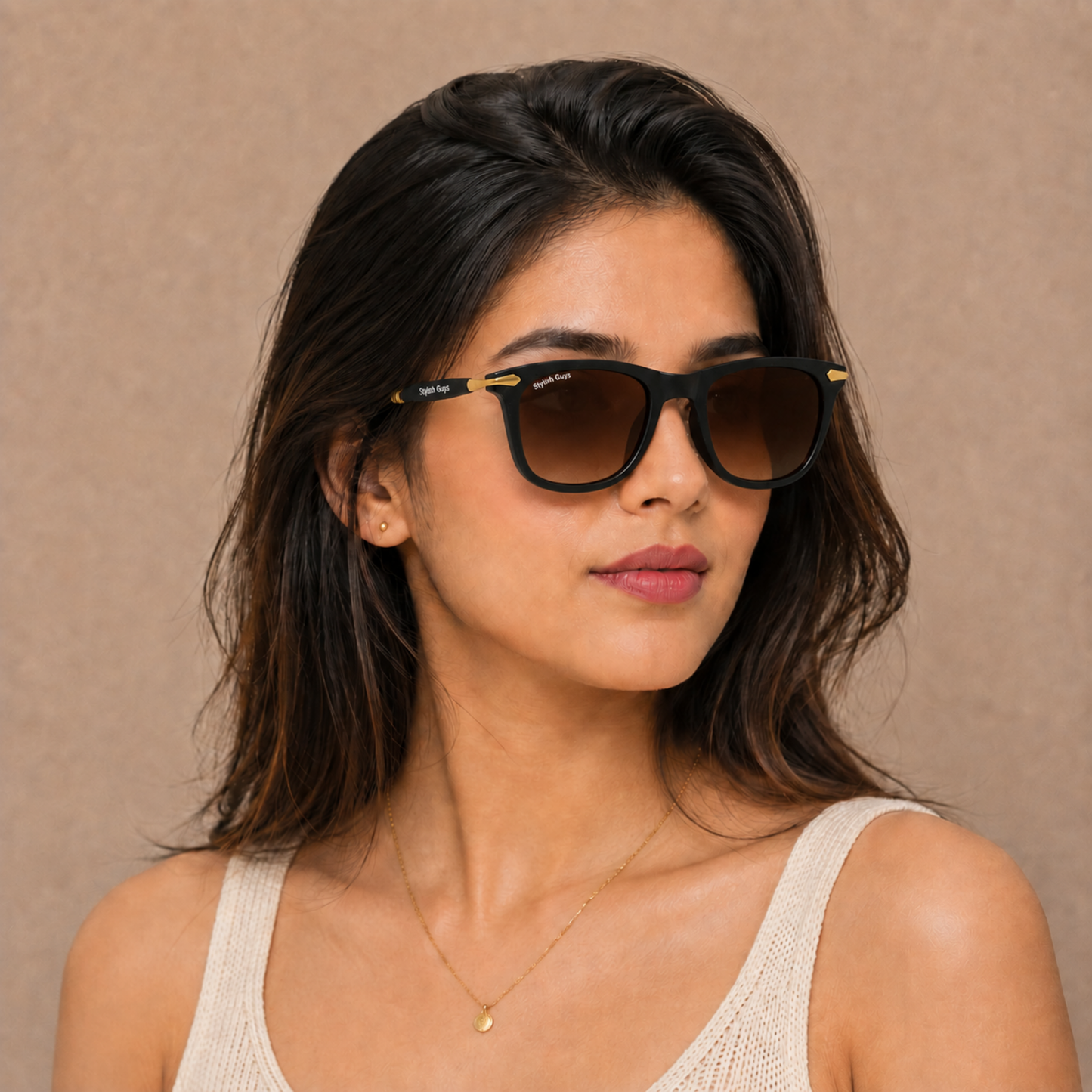 Sunglasses For Men With Brown Shade Glass & Golden Frame 2148 Square Sunglass By Sunglasses Deal