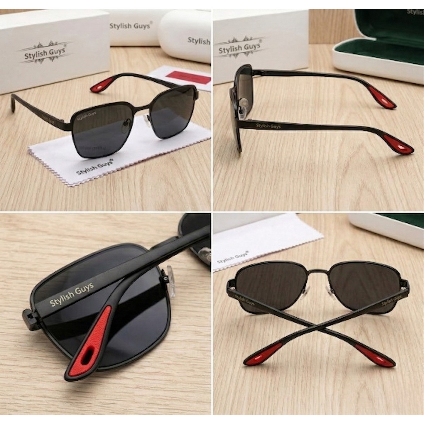Sunglasses For Men With Black Glass & Black Frame 07 Square Polarized Sunglass By Sunglasses Deal