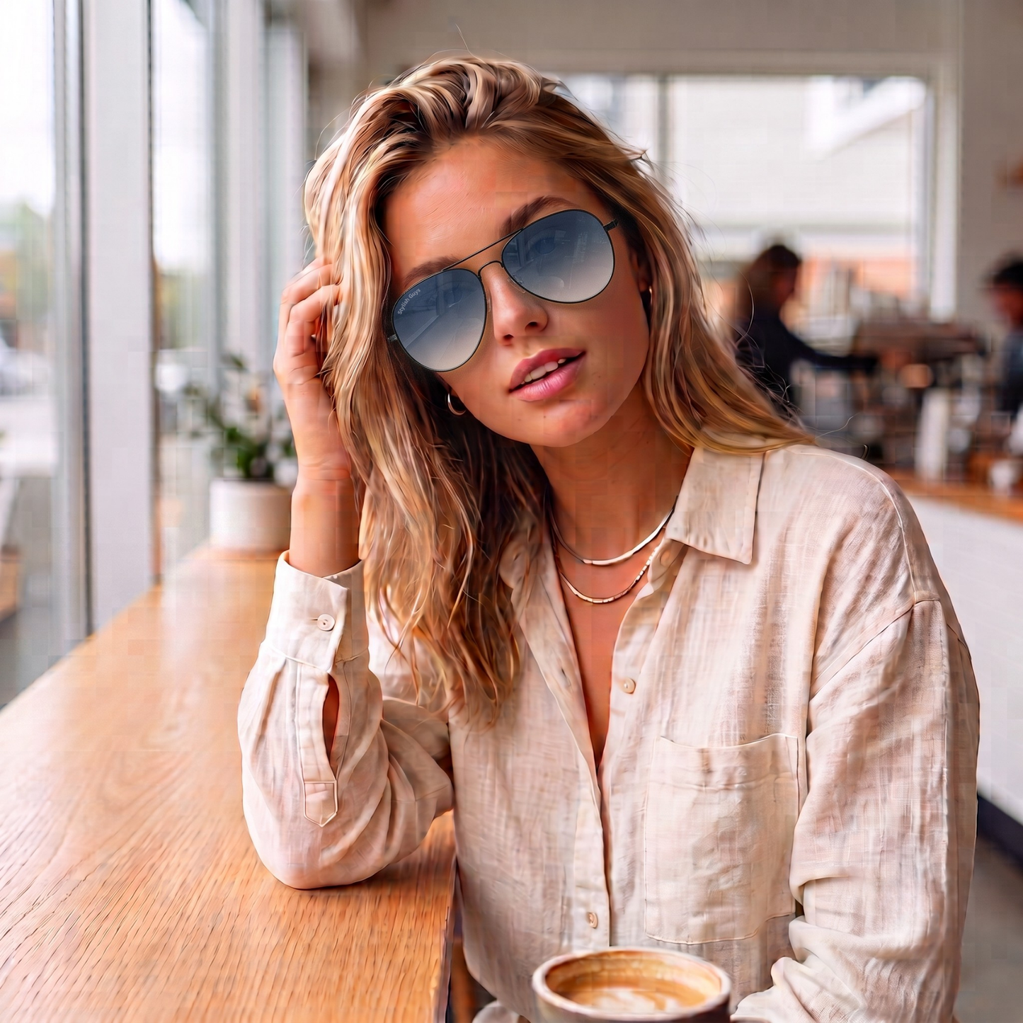 Sunglasses For Men With Blue Shade Glass & Black Frame 3026 Aviator Sunglass By Sunglasses Deal