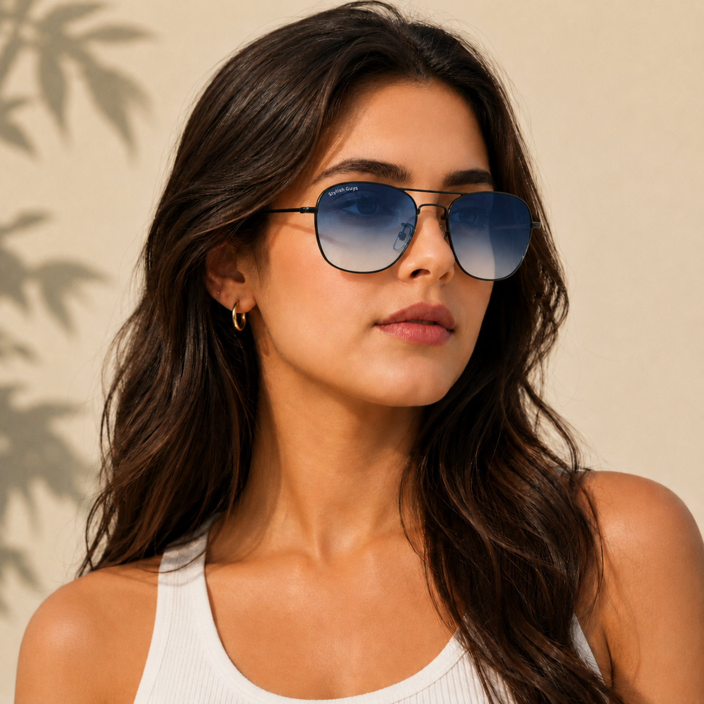 Sunglasses For Men With Blue Shade Glass & Black Frame 3136 Square Sunglass By Sunglasses Deal