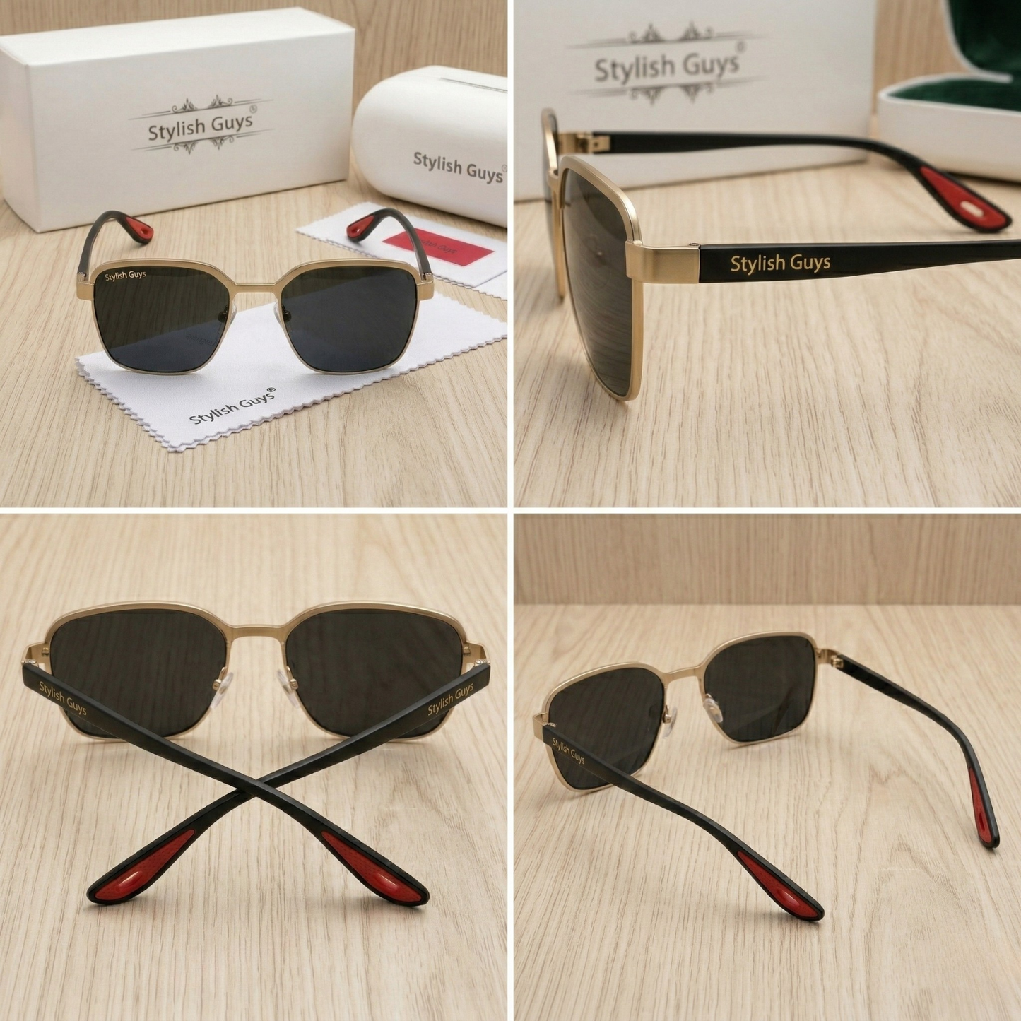 Sunglasses For Men With Black Glass & Golden Frame 07 Square Polarized Sunglass By Sunglasses Deal
