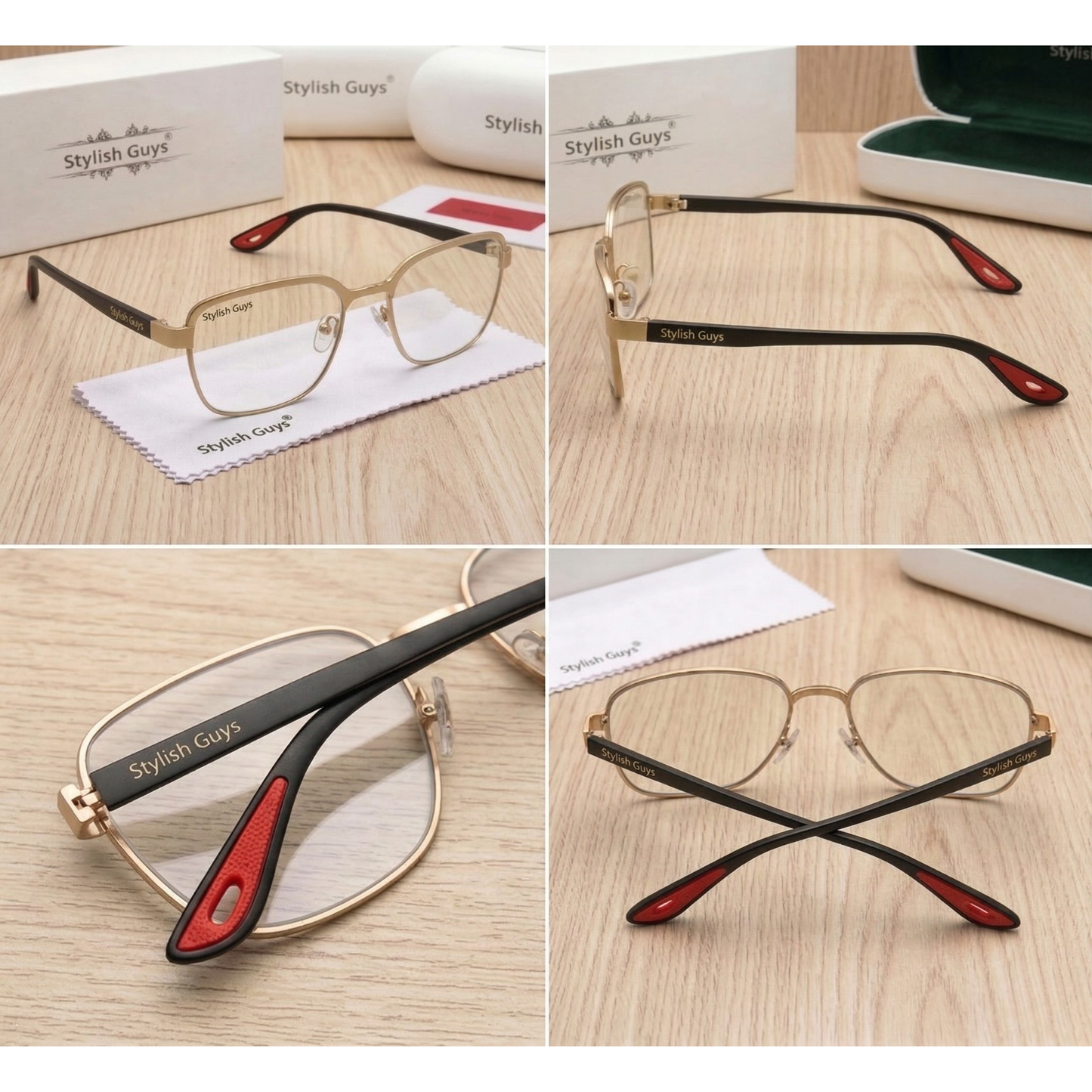 Sunglasses For Men With Clear Glass & Golden Frame 07 Square Polarized Sunglass By Sunglasses Deal