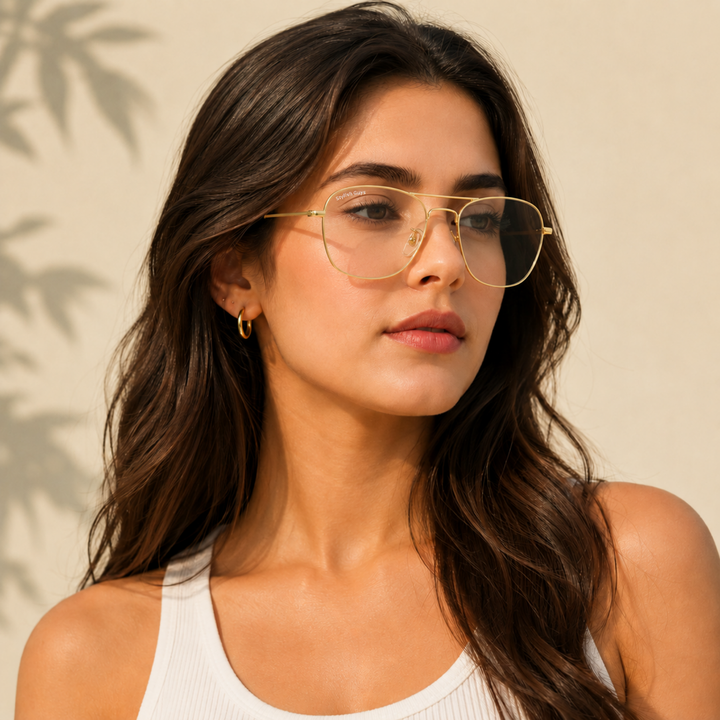 Sunglasses For Men With Clear Glass & Golden Frame 3136 Square Sunglass By Sunglasses Deal