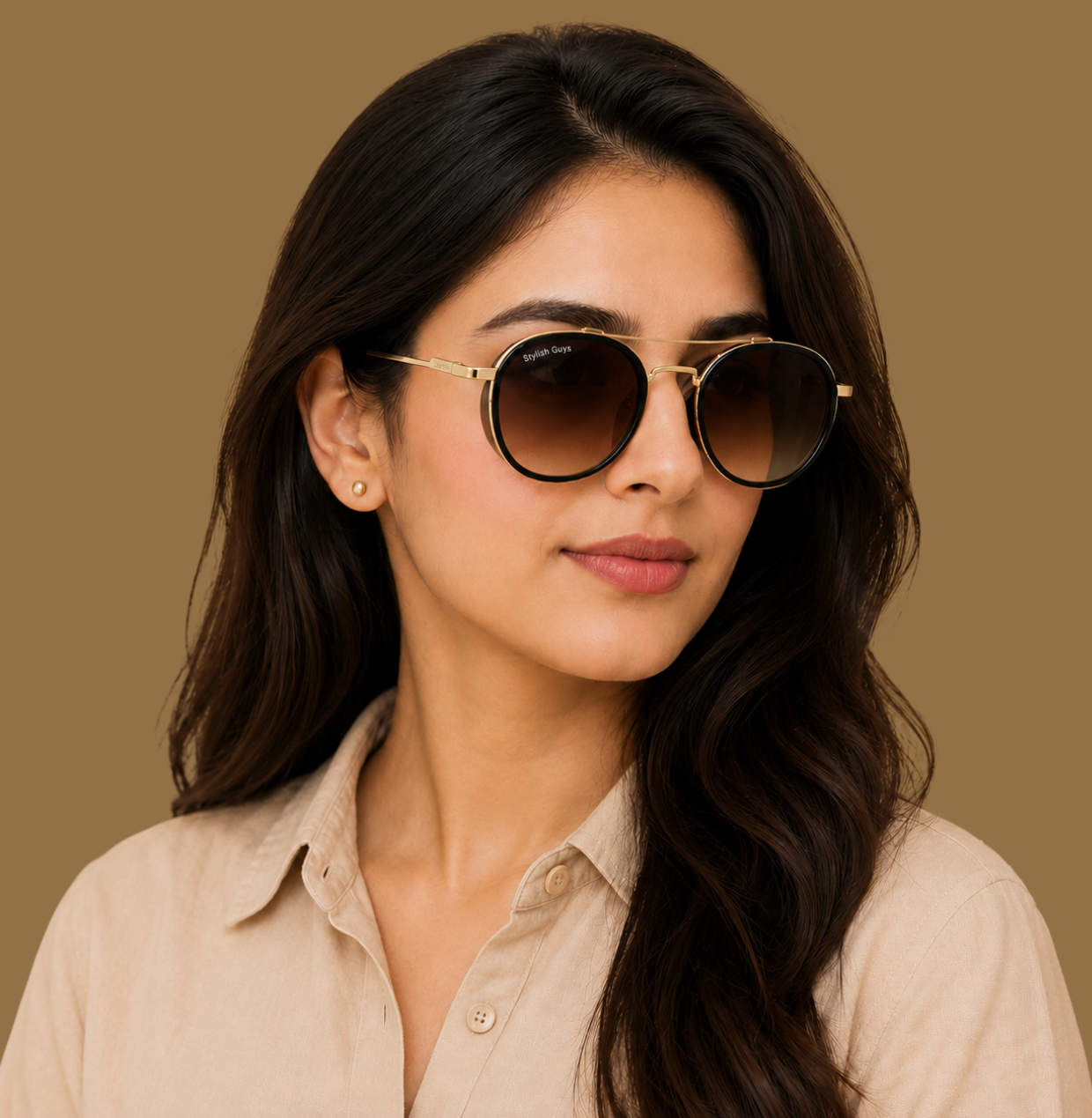 Sunglasses For Men With Brown Shade Glass & Golden Frame 4612 Panto Round Sunglass By Sunglasses Deal