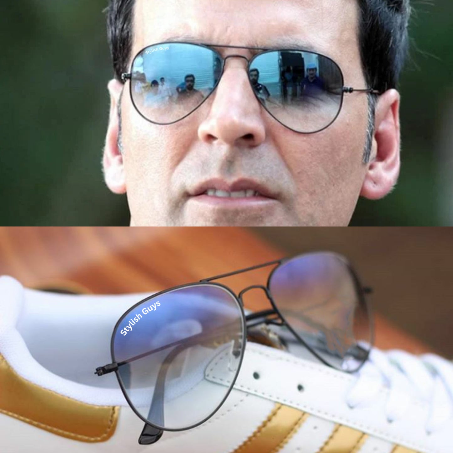 Sunglasses For Men With Blue Shade Glass & Black Frame 3026 Aviator Sunglass By Sunglasses Deal