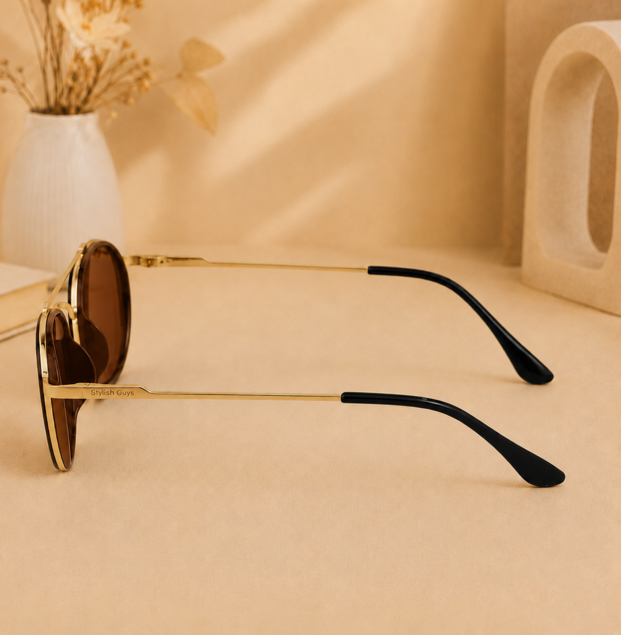 Sunglasses For Men With Brown Glass & Golden Frame 4612 Panto Round Sunglass By Sunglasses Deal