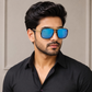 Sunglasses For Men With Aqua Blue Mercury Glass & Golden Frame 4413 Square Sunglass By Sunglasses Deal
