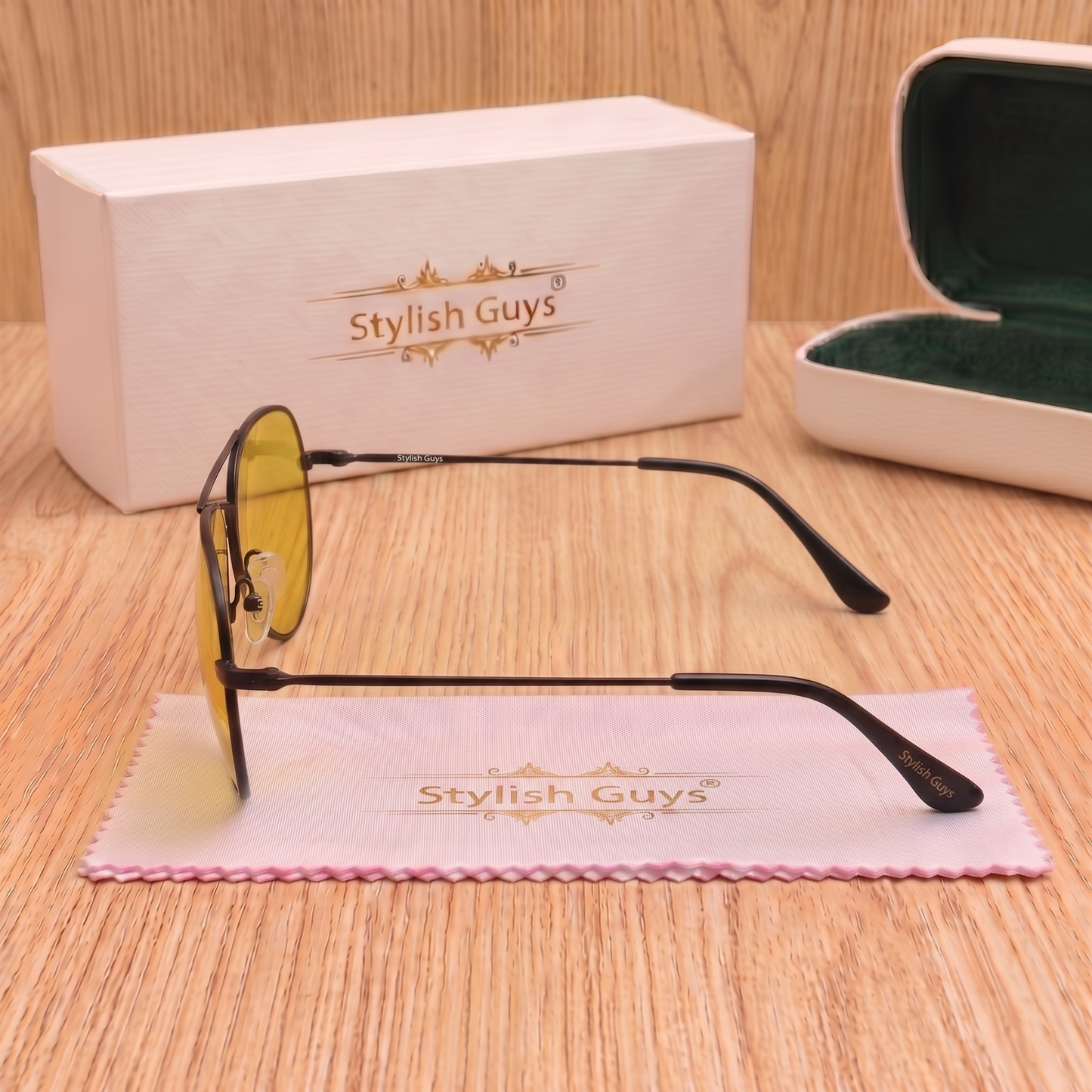 Sunglasses For Men With Yellow Candy Glass & Black Frame 3026 Aviator Sunglass By Sunglasses Deal
