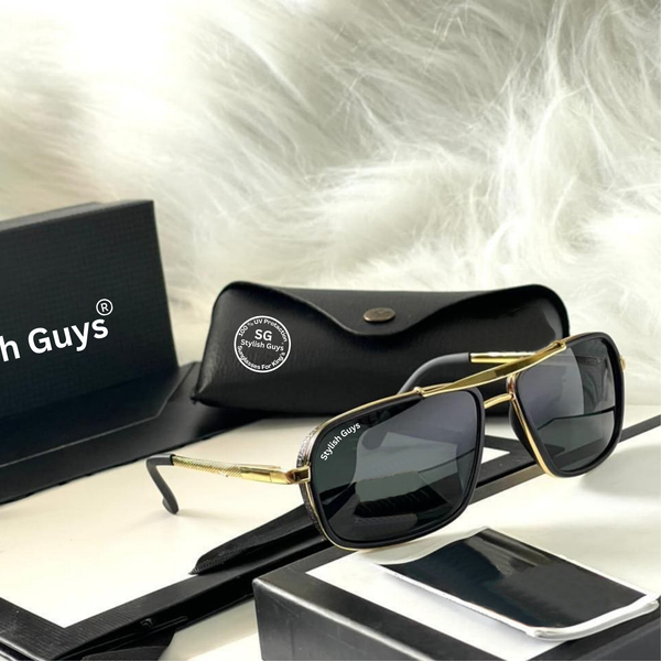 Top Trendy Hot New Stylish Attractive Black & Golden 4413 Evergreen UV Protected Sunglasses For King's Men & Women