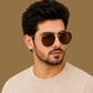 Sunglasses For Men With Brown Glass & Golden Frame 4612 Panto Round Sunglass By Sunglasses Deal