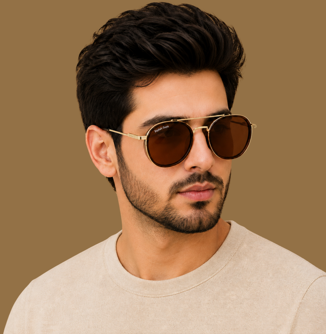 Sunglasses For Men With Brown Glass & Golden Frame 4612 Panto Round Sunglass By Sunglasses Deal