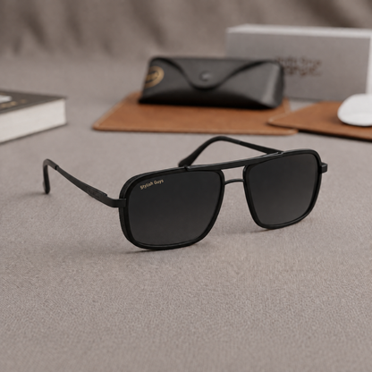 Sunglasses For Men With Black Glass & Black Frame 4413 Square Sunglass By Sunglasses Deal