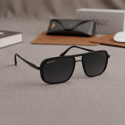 Sunglasses For Men With Black Glass & Black Frame 4413 Square Sunglass By Sunglasses Deal