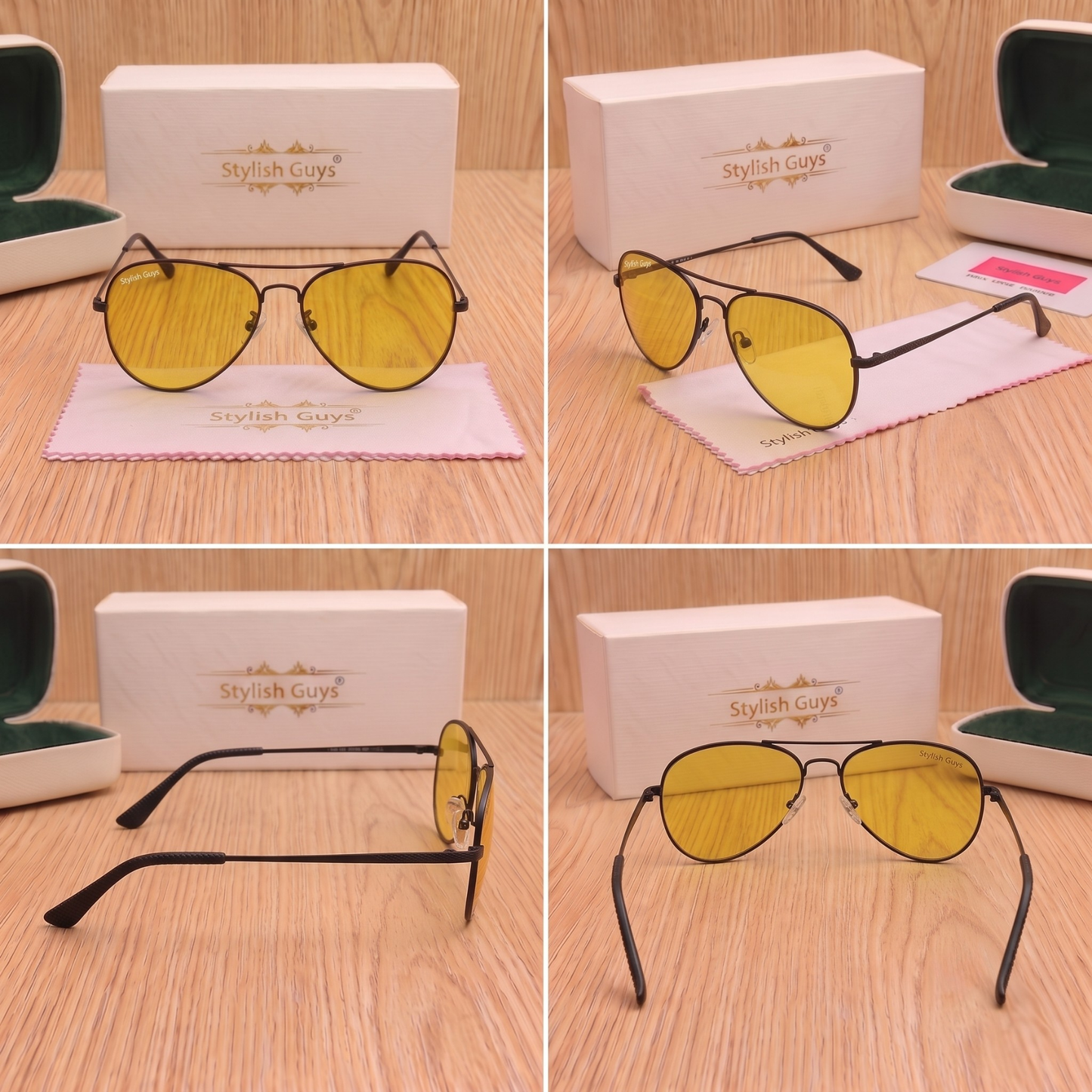 Sunglasses For Men With Yellow Candy Glass & Black Frame 3026 Aviator Sunglass By Sunglasses Deal