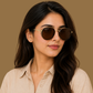 Sunglasses For Men With Brown Glass & Golden Frame 4612 Panto Round Sunglass By Sunglasses Deal