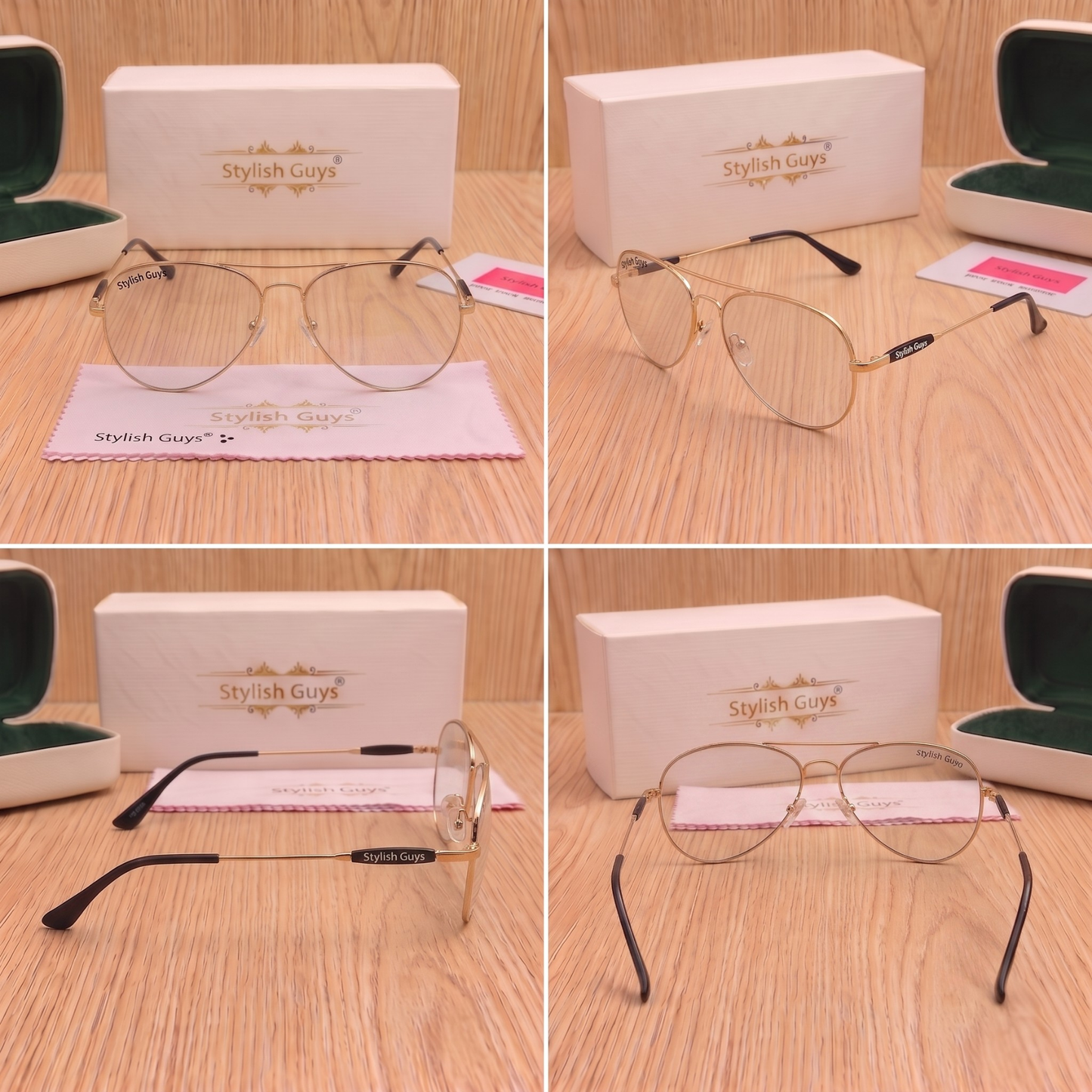 Sunglasses For Men With Clear Glass & Golden Frame 3517 Aviator Oval Sunglass By Sunglasses Deal