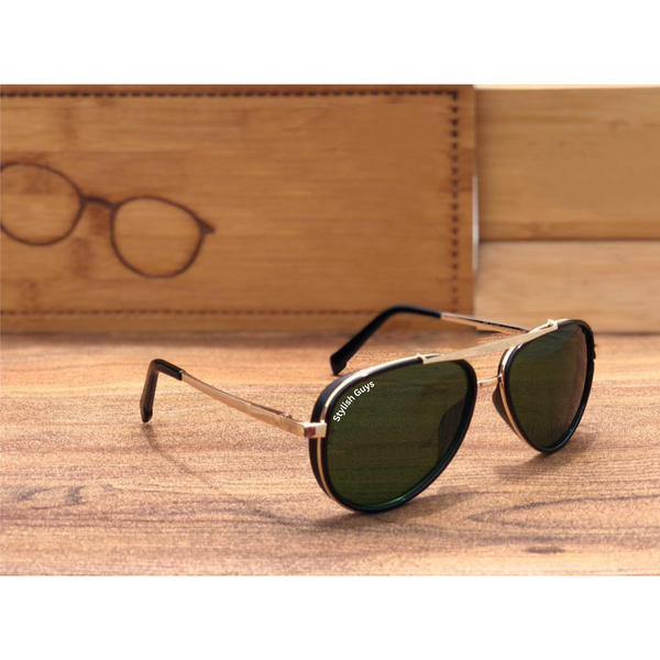 Top Trendy Hot New Stylish Attractive Green & Golden 4414 Evergreen UV Protected Sunglasses For King's Men & Women