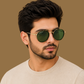 Sunglasses For Men With Green Glass & Golden Frame 4612 Panto Round Sunglass By Sunglasses Deal
