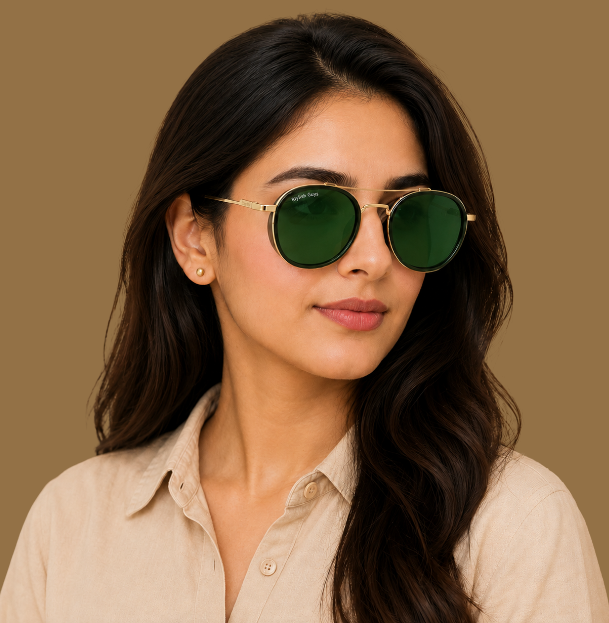Sunglasses For Men With Green Glass & Golden Frame 4612 Panto Round Sunglass By Sunglasses Deal