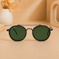 Sunglasses For Men With Green Glass & Black Frame 4612 Panto Round Sunglass By Sunglasses Deal