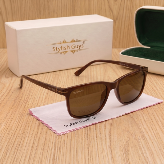 Sunglasses For Men With Brown Glass & Brown Frame 4708 Square Sunglass By Sunglasses Deal