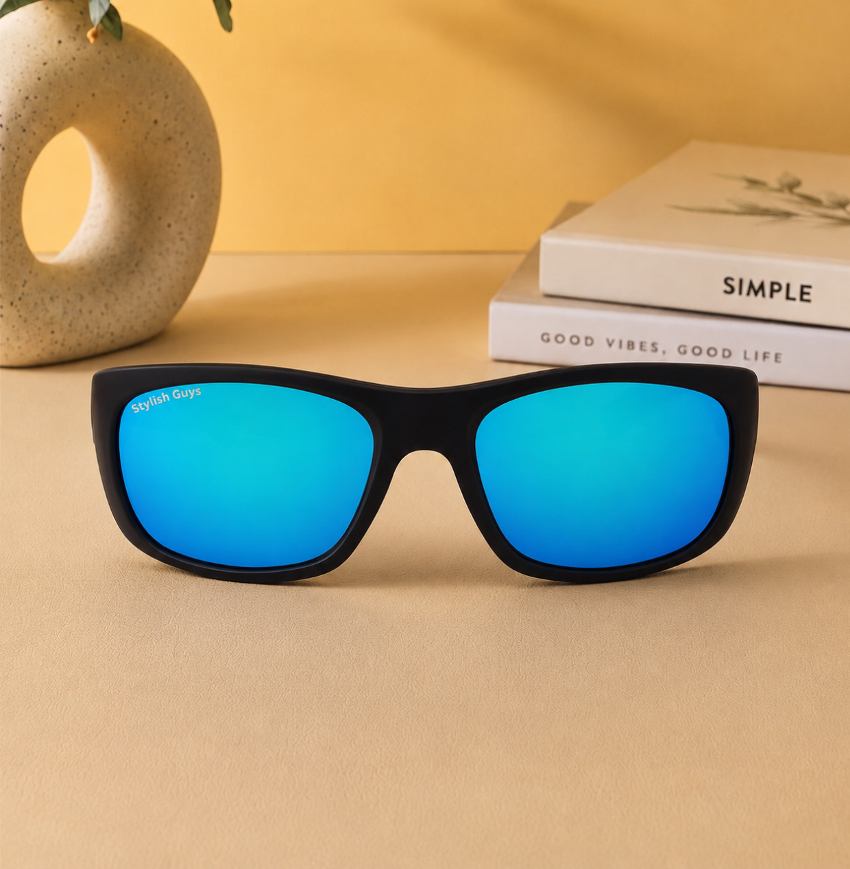 Sunglasses For Men With Aqua Blue Mercury Glass & Black Frame 2053 Sport Sunglass By Sunglasses Deal