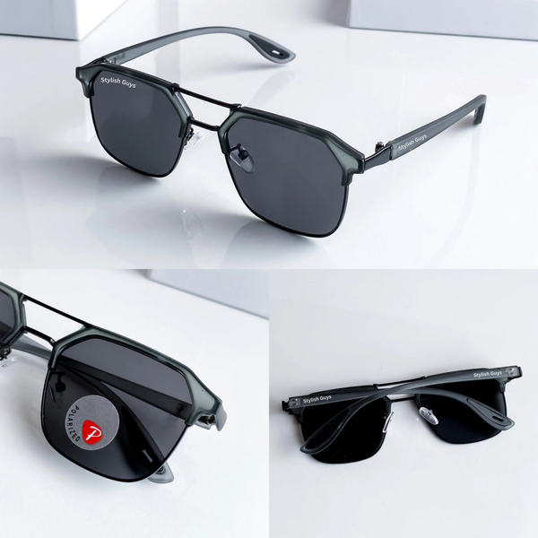 Top Trendy Hot New Stylish Attractive Square Black & Grey 04 Evergreen UV Protected Sunglasses For King's Men & Women ( SG-#04 )