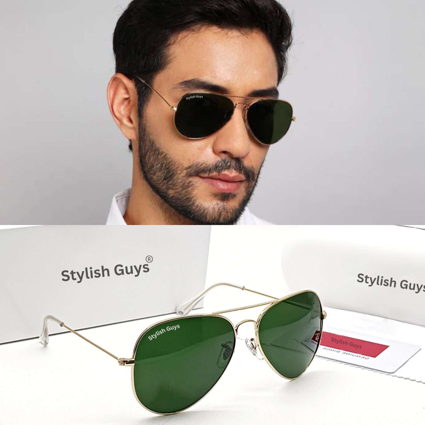 Sunglasses For Men With Green Glass & Golden Frame 3026 Aviator Sunglass By Sunglasses Deal