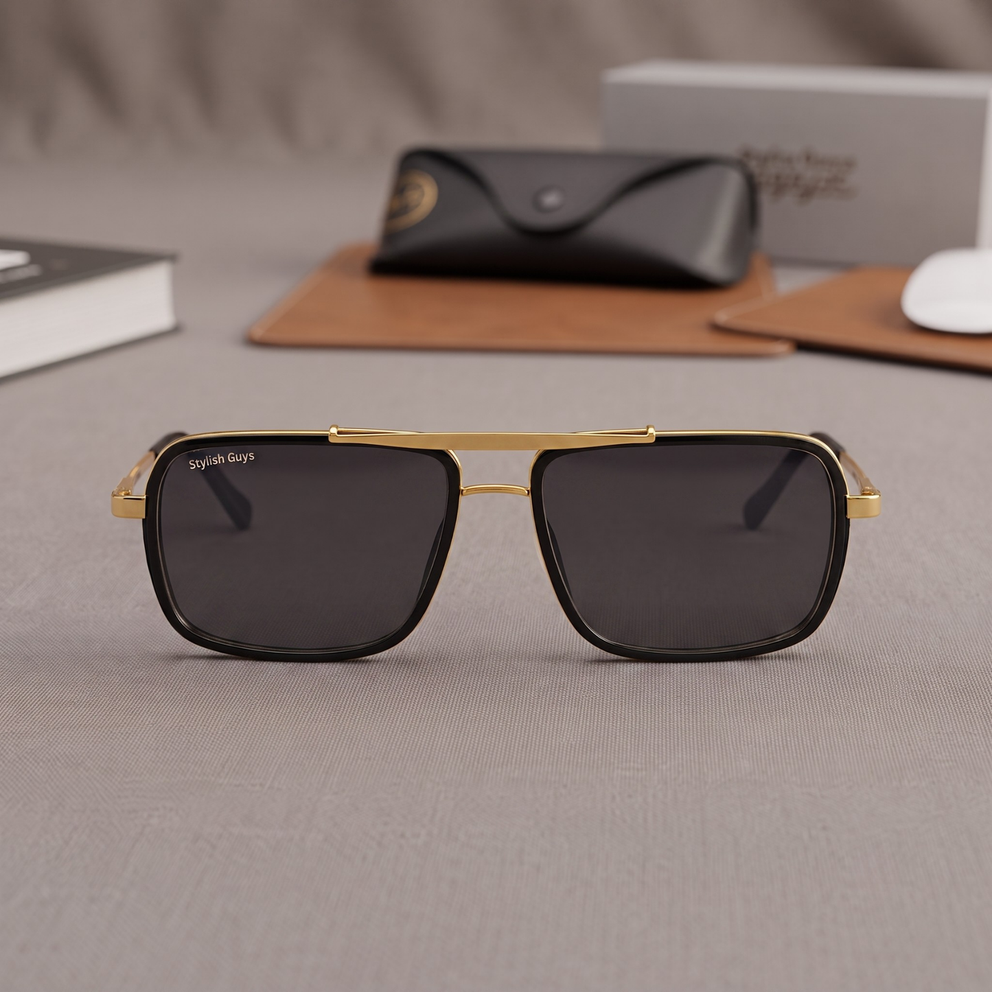 Sunglasses For Men With Black Glass & Golden Frame 4413 Square Sunglass By Sunglasses Deal