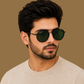 Sunglasses For Men With Green Glass & Black Frame 4612 Panto Round Sunglass By Sunglasses Deal