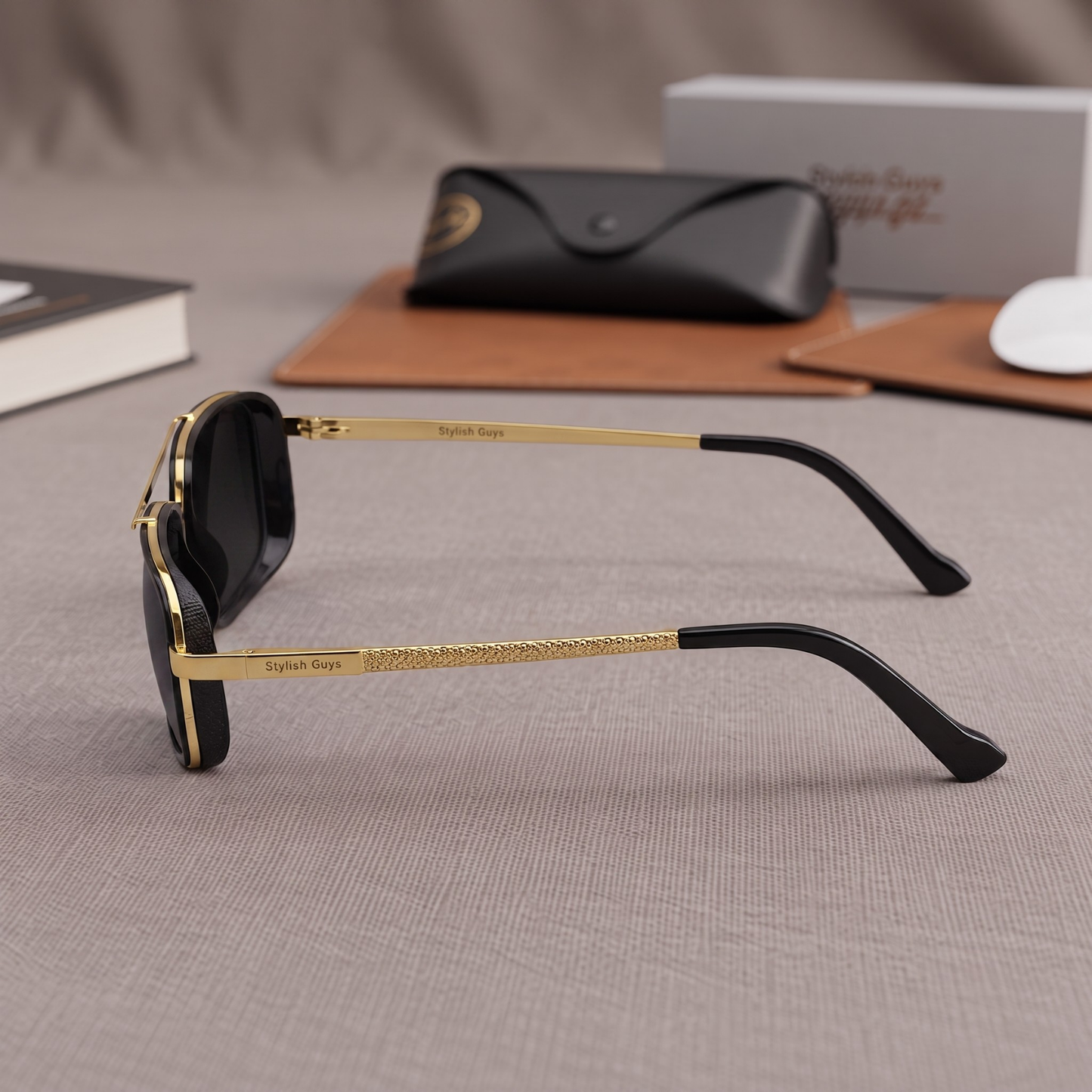 Sunglasses For Men With Black Glass & Golden Frame 4413 Square Sunglass By Sunglasses Deal