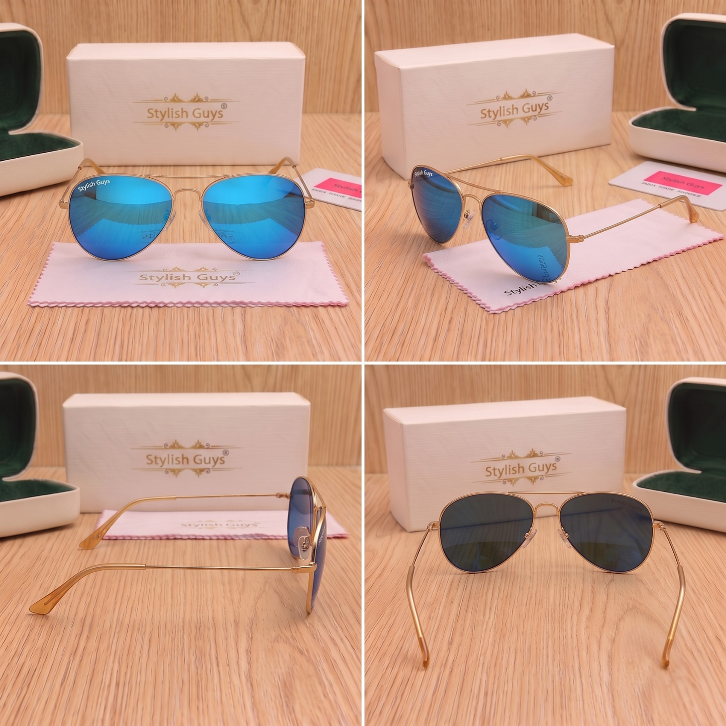 Sunglasses For Men With Aqua Blue Mercury Glass & Golden Frame 3026 Aviator Sunglass By Sunglasses Deal