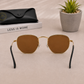 Sunglasses For Men With Brown Glass & Golden Frame 3548 Hexagon Sunglass By Sunglasses Deal