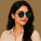 Sunglasses For Men With Green Glass & Black Frame 4612 Panto Round Sunglass By Sunglasses Deal