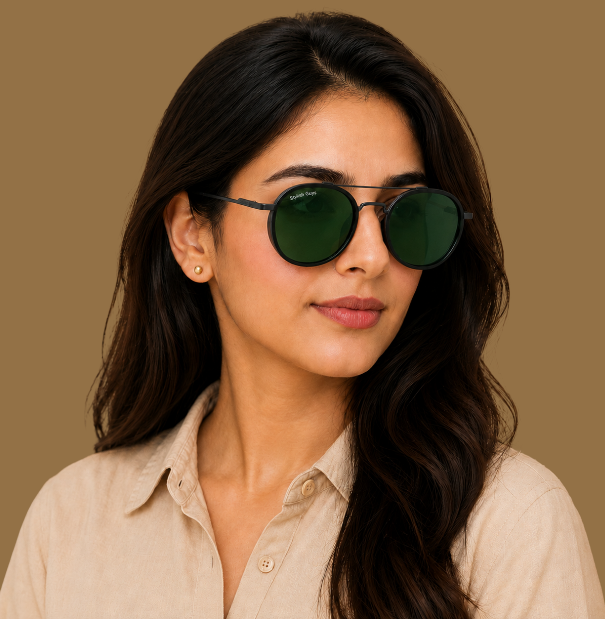 Sunglasses For Men With Green Glass & Black Frame 4612 Panto Round Sunglass By Sunglasses Deal