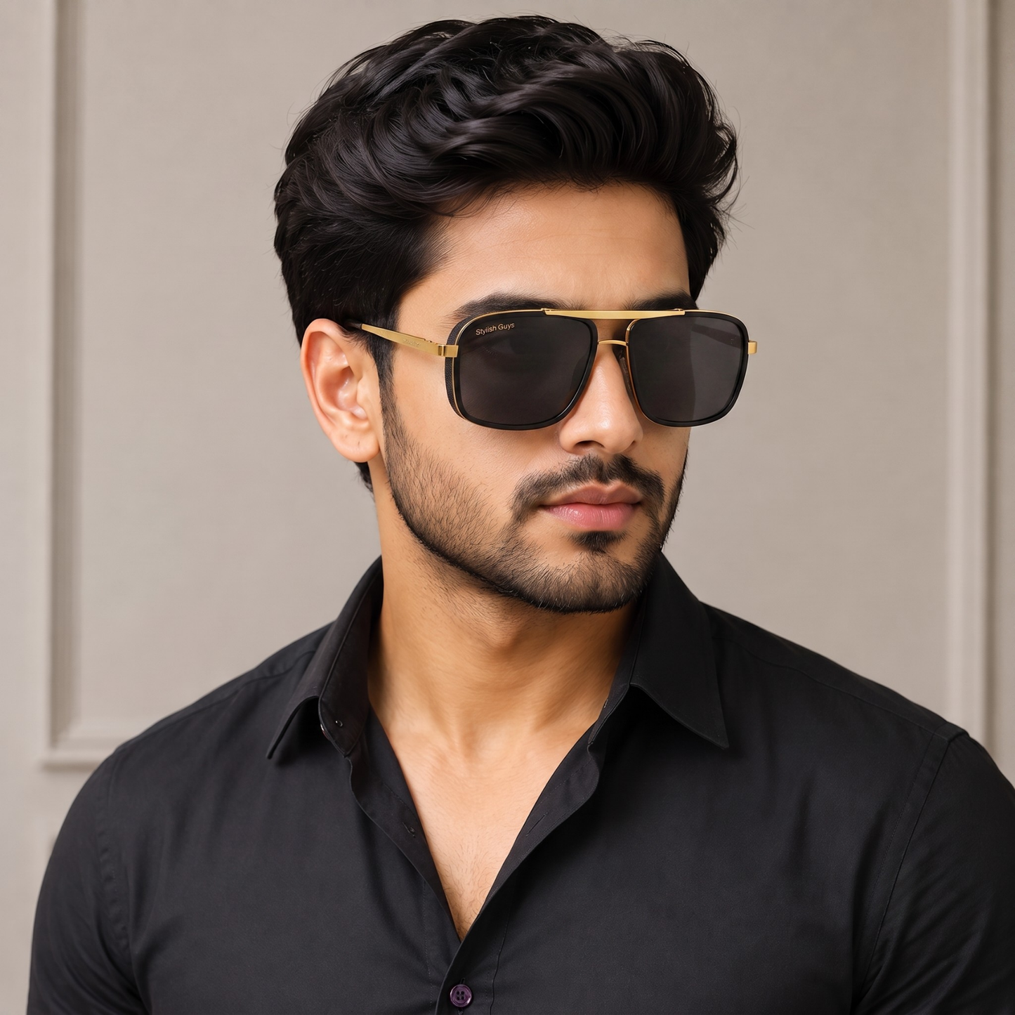 Sunglasses For Men With Black Glass & Golden Frame 4413 Square Sunglass By Sunglasses Deal