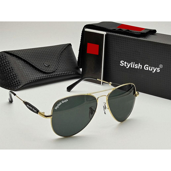 Top Trendy Hot New Stylish Attractive Black & Golden 3517 Evergreen UV Protected Sunglasses For King's Men & Women