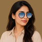 Sunglasses For Men With Blue Shade Glass & Golden Frame 4612 Panto Round Sunglass By Sunglasses Deal