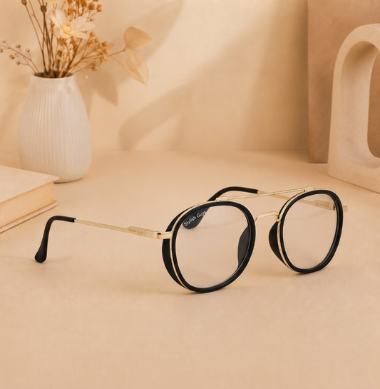 Sunglasses For Men With Clear Glass & Golden Frame 4612 Panto Round Sunglass By Sunglasses Deal