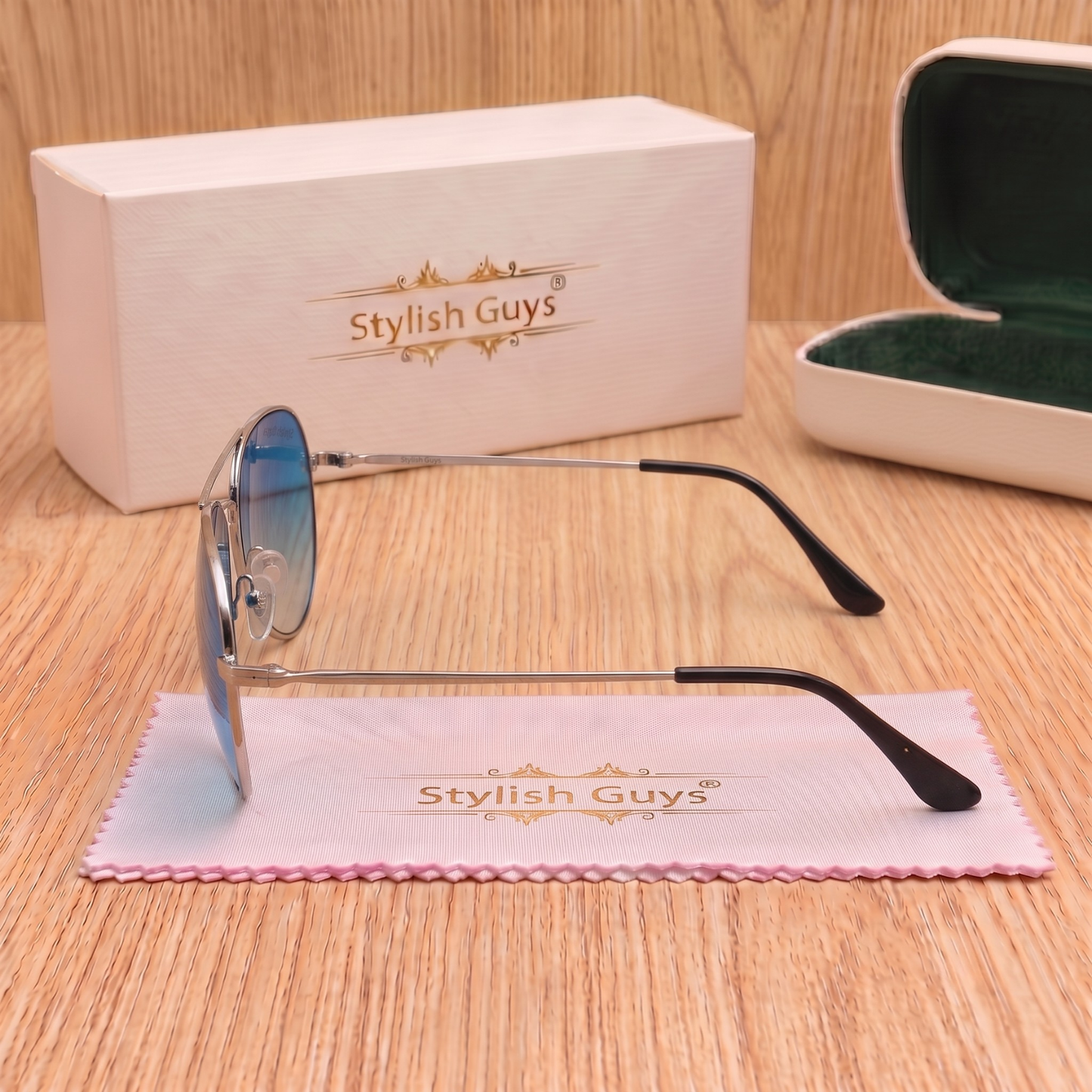 Sunglasses For Men With Blue Shade Glass & Silver Frame 3026 Aviator Sunglass By Sunglasses Deal