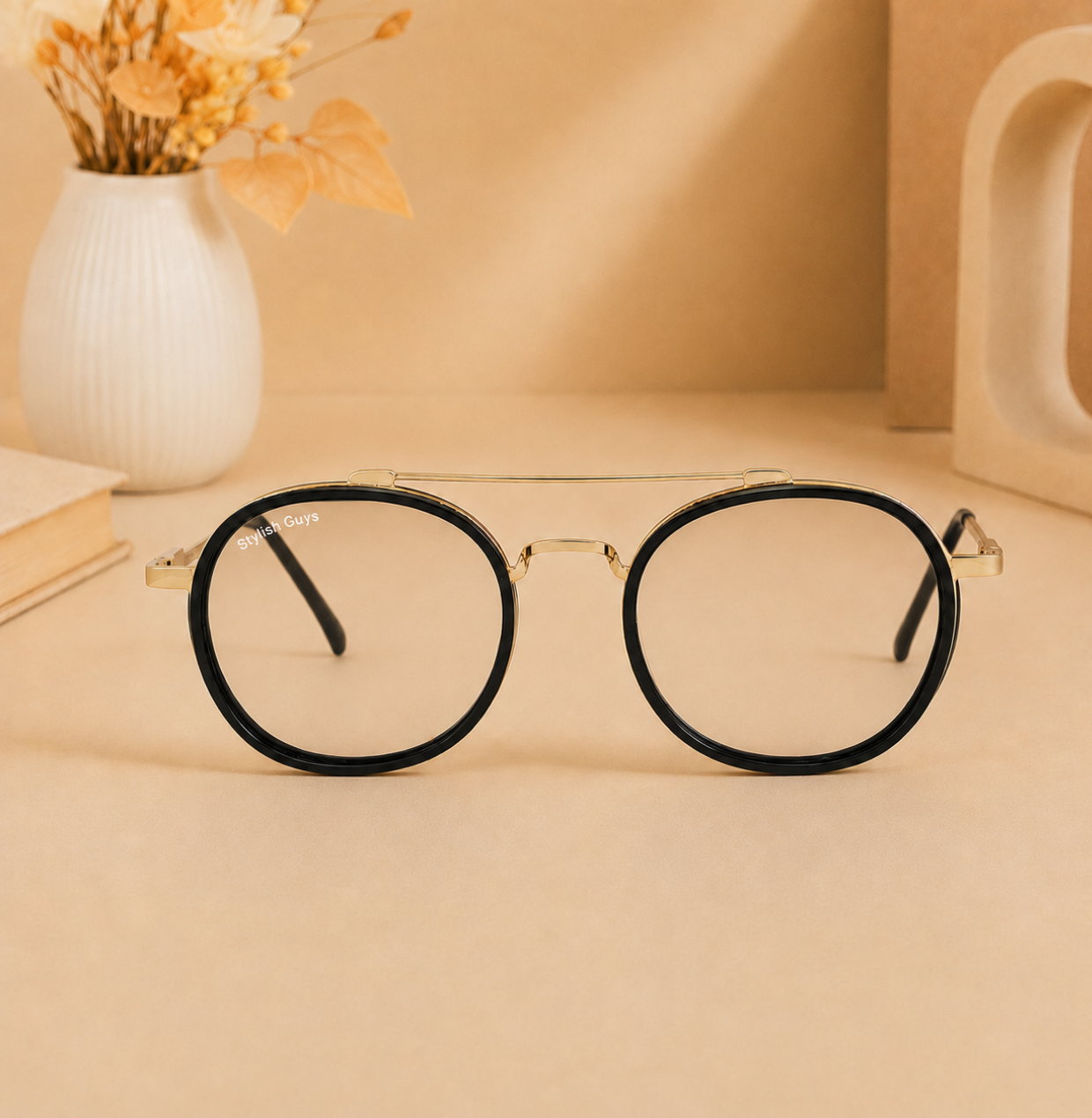 Sunglasses For Men With Clear Glass & Golden Frame 4612 Panto Round Sunglass By Sunglasses Deal