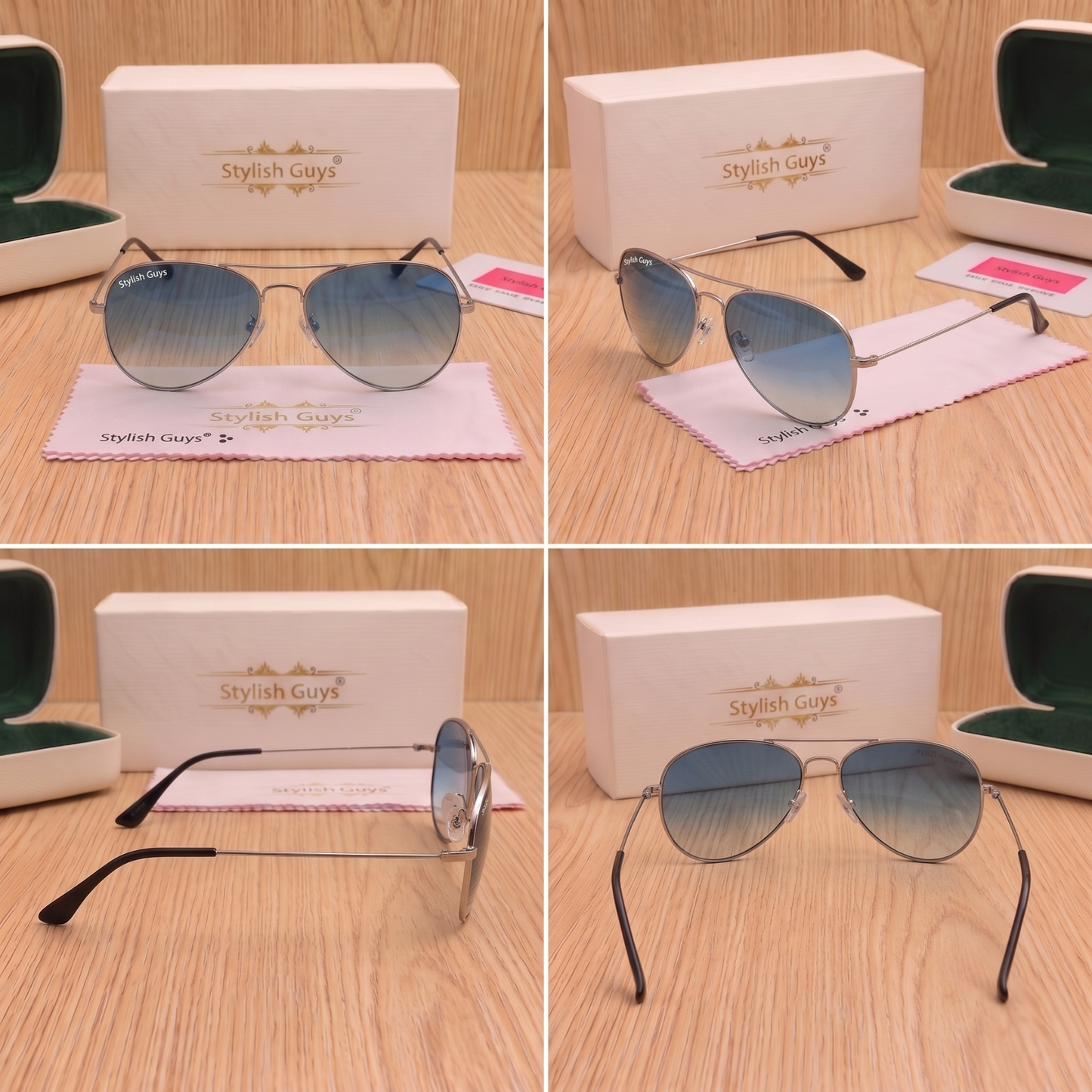 Sunglasses For Men With Blue Shade Glass & Silver Frame 3026 Aviator Sunglass By Sunglasses Deal