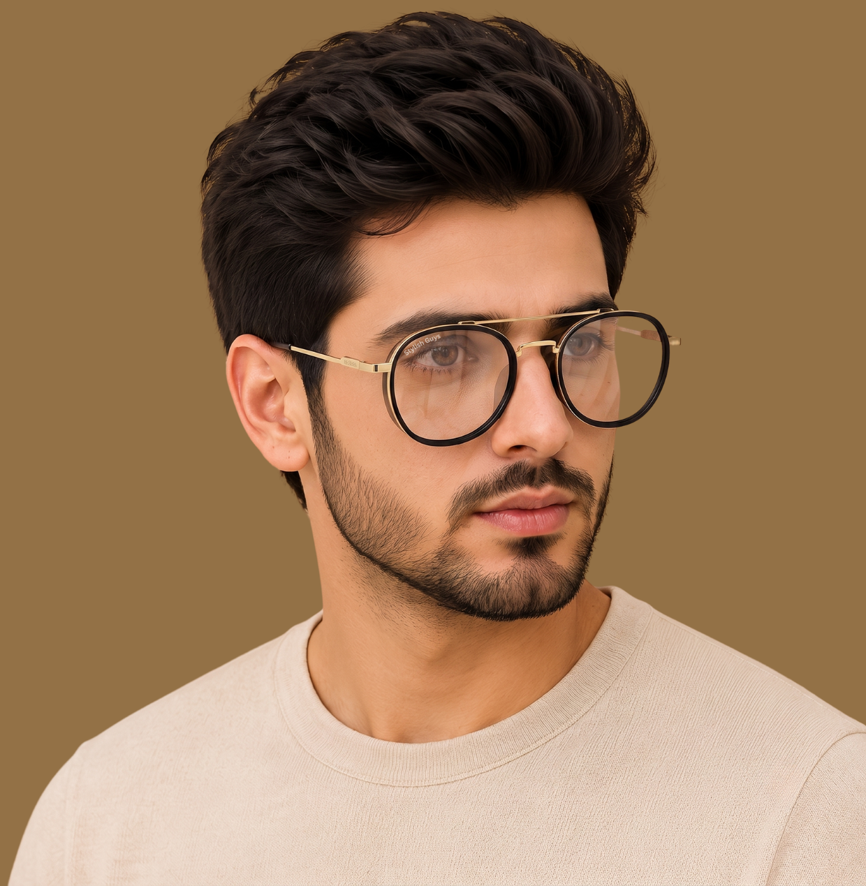 Sunglasses For Men With Clear Glass & Golden Frame 4612 Panto Round Sunglass By Sunglasses Deal