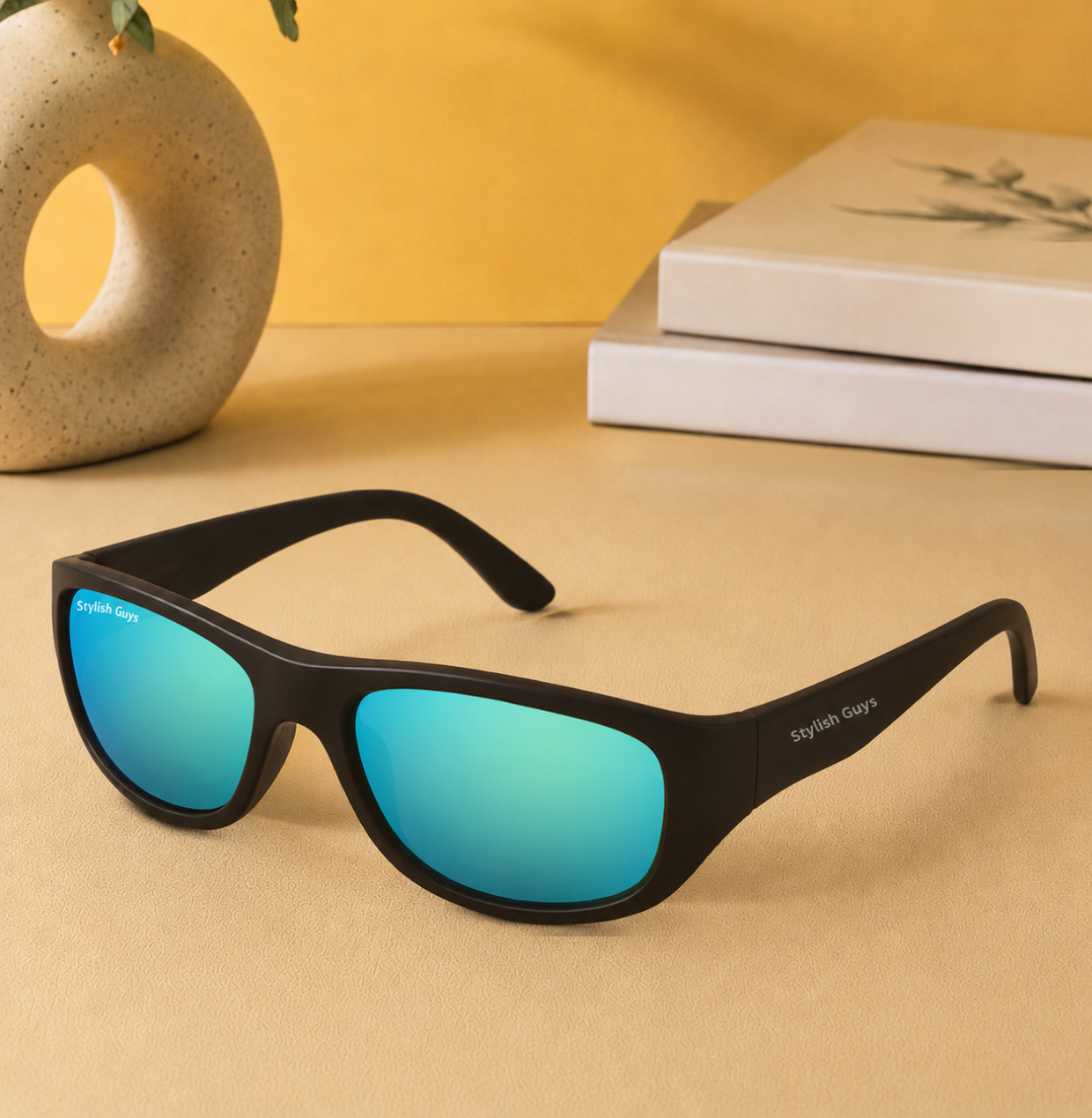 Sunglasses For Men With Aqua Blue Mercury Glass & Black Frame 2053 Sport Sunglass By Sunglasses Deal