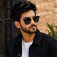 Sunglasses For Men With Black Glass & Golden Frame 04 Square Polarized Sunglass By Sunglasses Deal