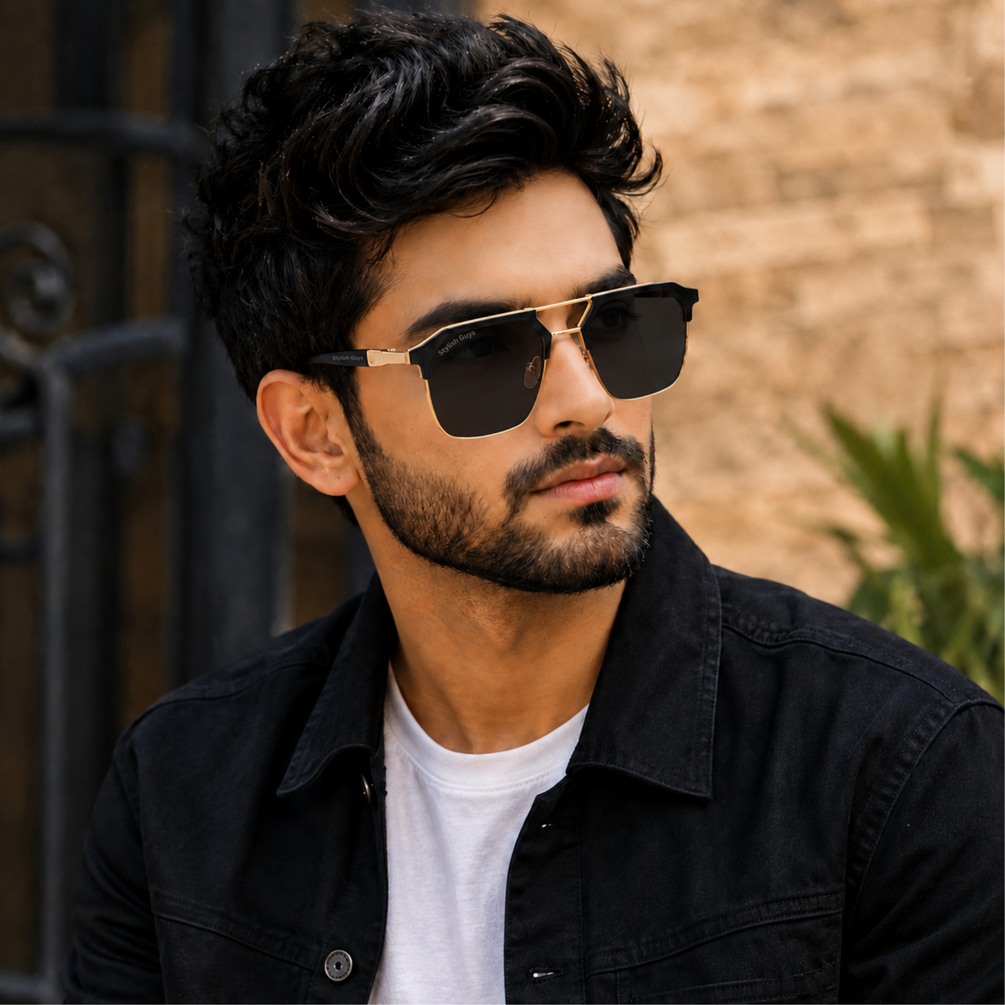 Sunglasses For Men With Black Glass & Golden Frame 04 Square Polarized Sunglass By Sunglasses Deal