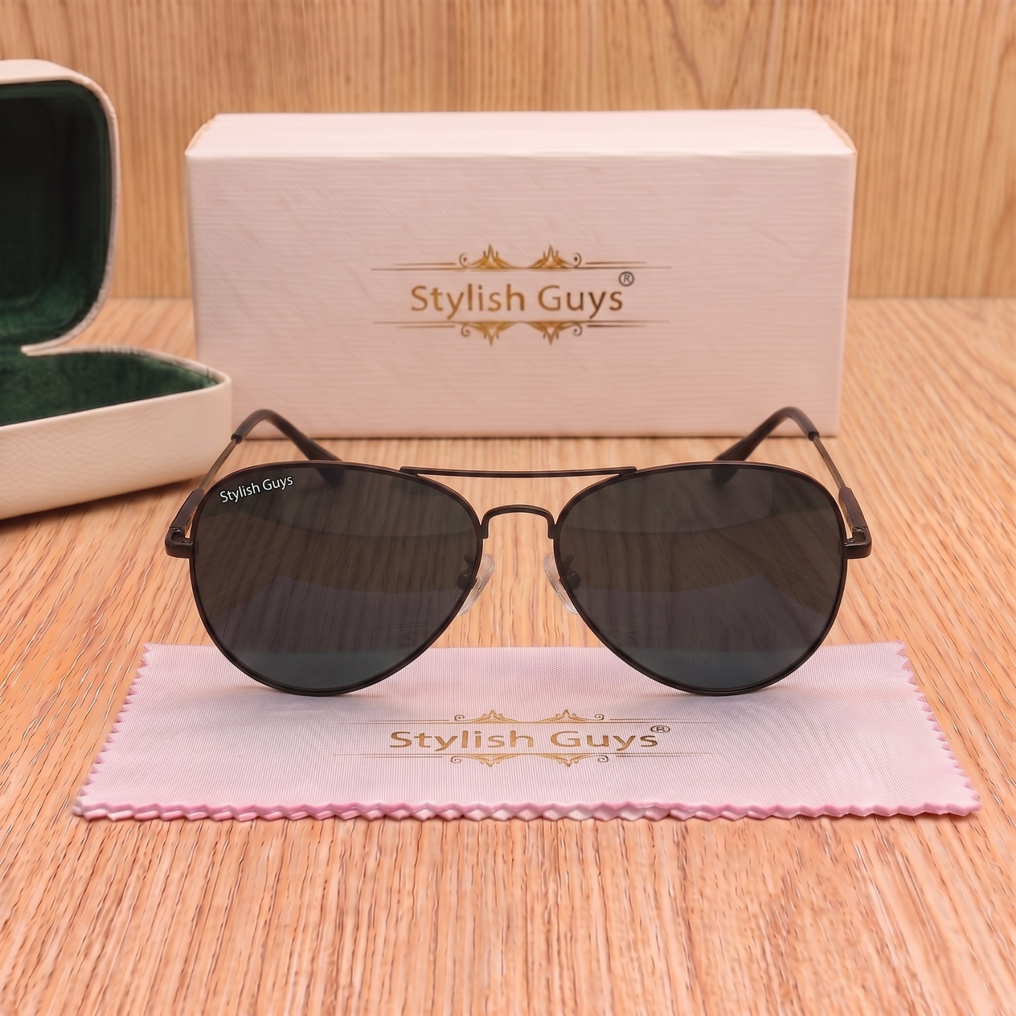 Sunglasses For Men With Black Glass & Black Frame 3517 Aviator Oval Sunglass By Sunglasses Deal