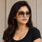 Sunglasses For Men With Brown Shade Glass & Golden Frame 4413 Square Sunglass By Sunglasses Deal